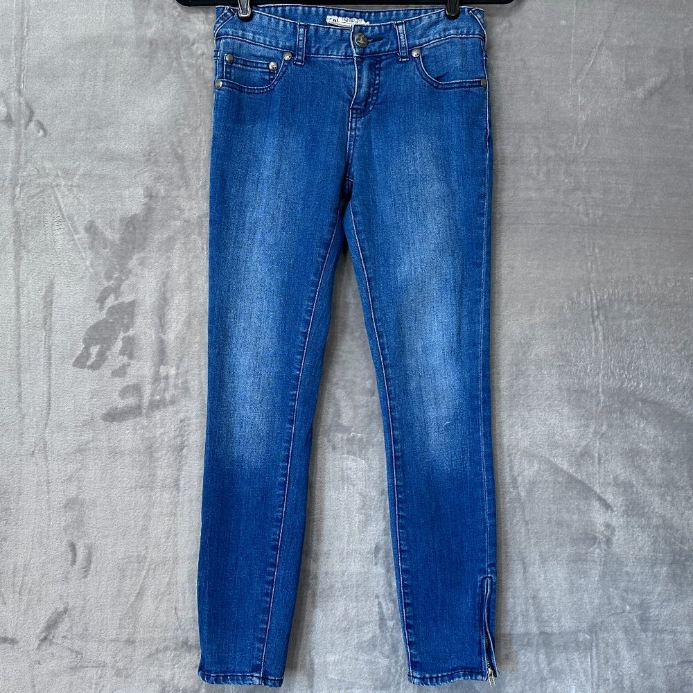 Free People Skinny Jeans with Zipper Hems Medium Wash Size 25